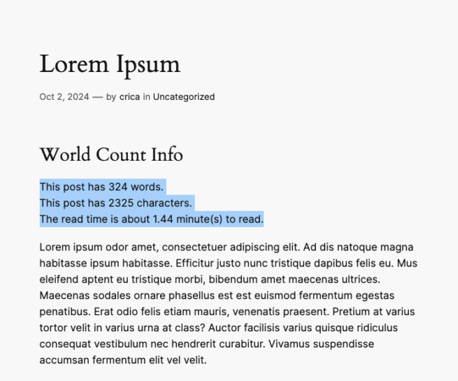 UI Word Count plugin